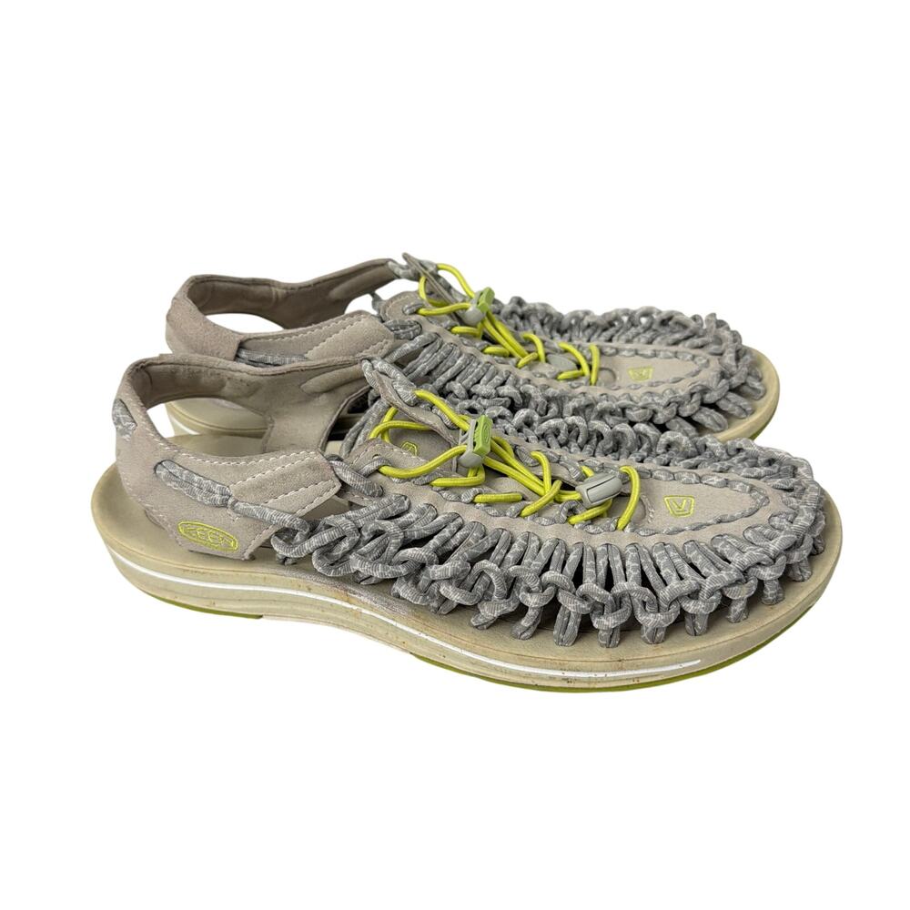 Keen Uneek Sandals Womens Size 11 Woven Paracord Hiking Gray Lime